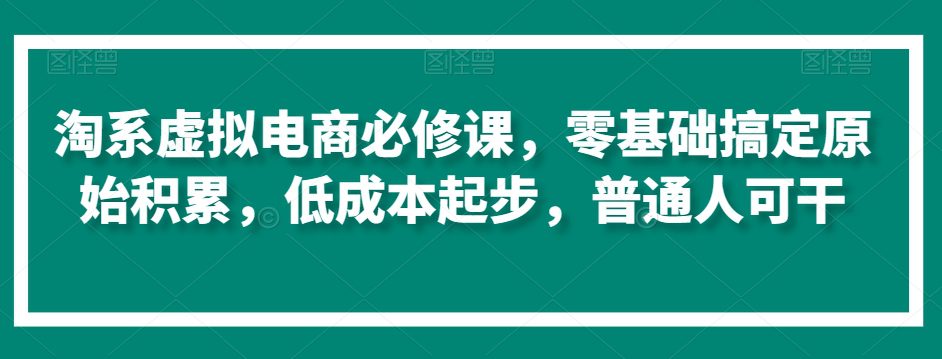 淘系虚拟电商必修课，零基础搞定原始积累，低成本起步，普通人可干-创业猫