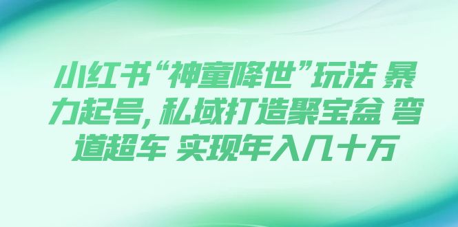 （7673期）小红书“神童降世”玩法 暴力起号,私域打造聚宝盆 弯道超车 实现年入几十万-创业猫