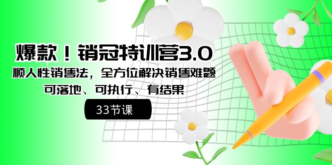 （8573期）爆款！销冠特训营3.0之顺人性销售法，全方位解决销售难题、可落地、可执…-创业猫