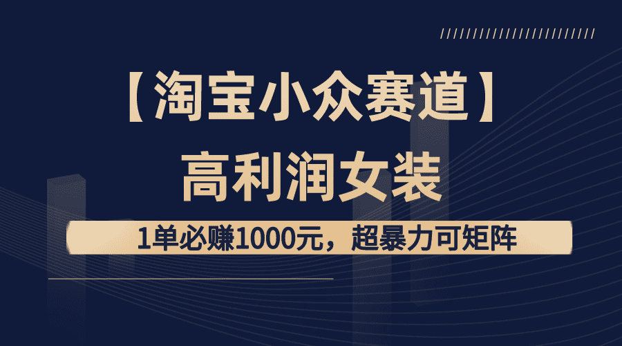 （8608期）【淘宝小众赛道】高利润女装：1单必赚1000元，超暴力可矩阵-创业猫