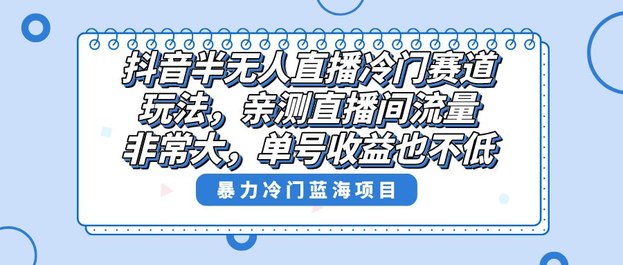 （8667期）抖音半无人直播冷门赛道玩法，直播间流量非常大，单号收益也不低！-创业猫