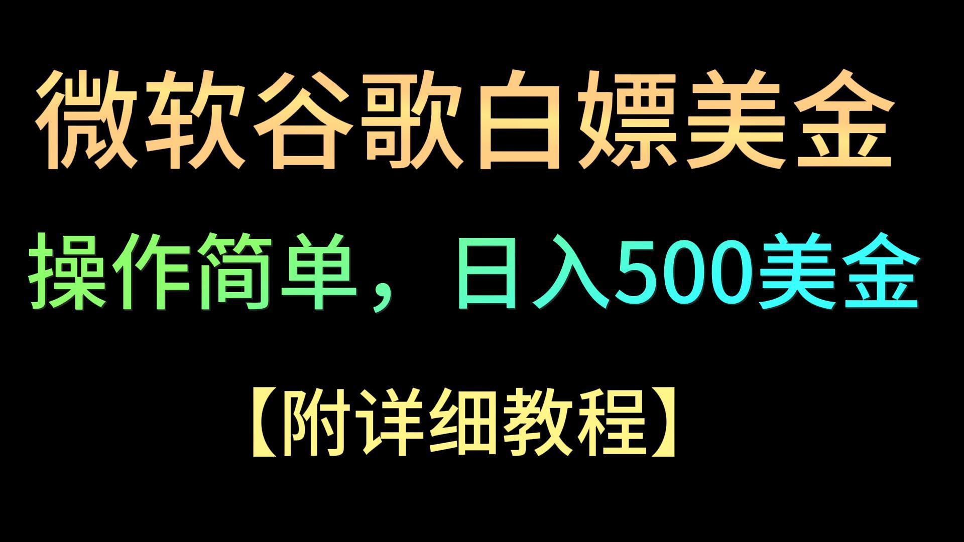 微软谷歌项目3.0，轻松日赚500+美金，操作简单，小白也可轻松入手！-创业猫