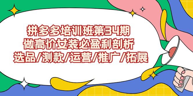 拼多多培训班第34期：做高价女装必盈利剖析 选品/测款/运营/推广/拓展-创业猫