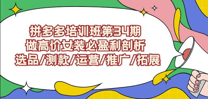 拼多多培训班第34期：做高价女装必盈利剖析选品/测款/运营/推广/拓展-创业猫