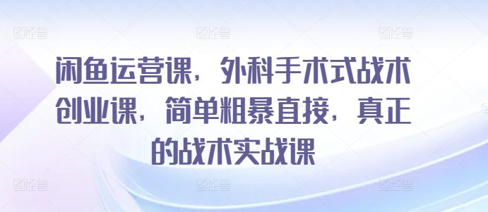 闲鱼运营课，外科手术式战术创业课，简单粗暴直接，真正的战术实战课-创业猫