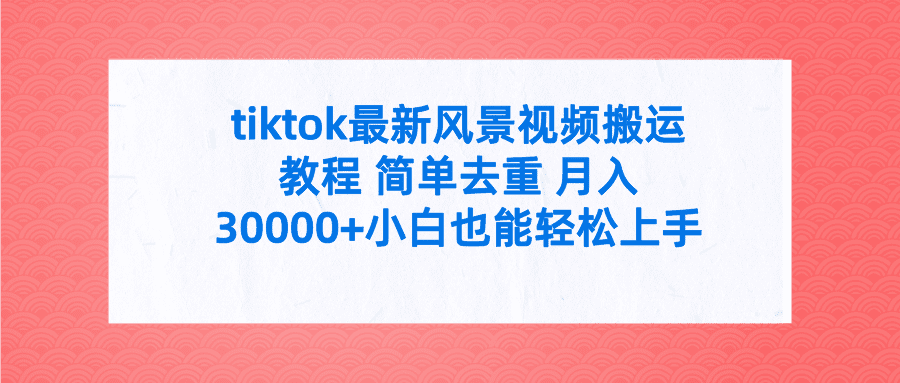 （9804期）tiktok最新风景视频搬运教程 简单去重 月入30000+附全套工具-创业猫