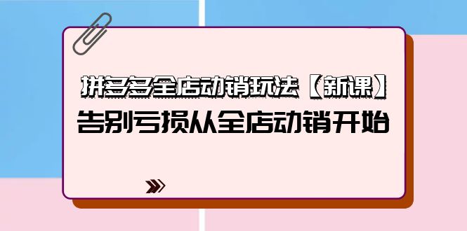 （9974期）拼多多全店动销玩法【新课】，告别亏损从全店动销开始（4节视频课）-创业猫