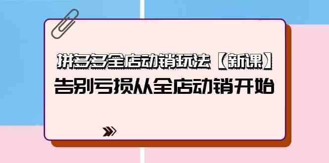 拼多多全店动销玩法【新课】，告别亏损从全店动销开始（4节视频课）-创业猫