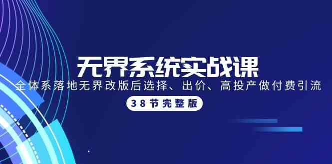 无界系统实战课：全体系落地无界改版后选择、出价、高投产做付费引流-38节-创业猫