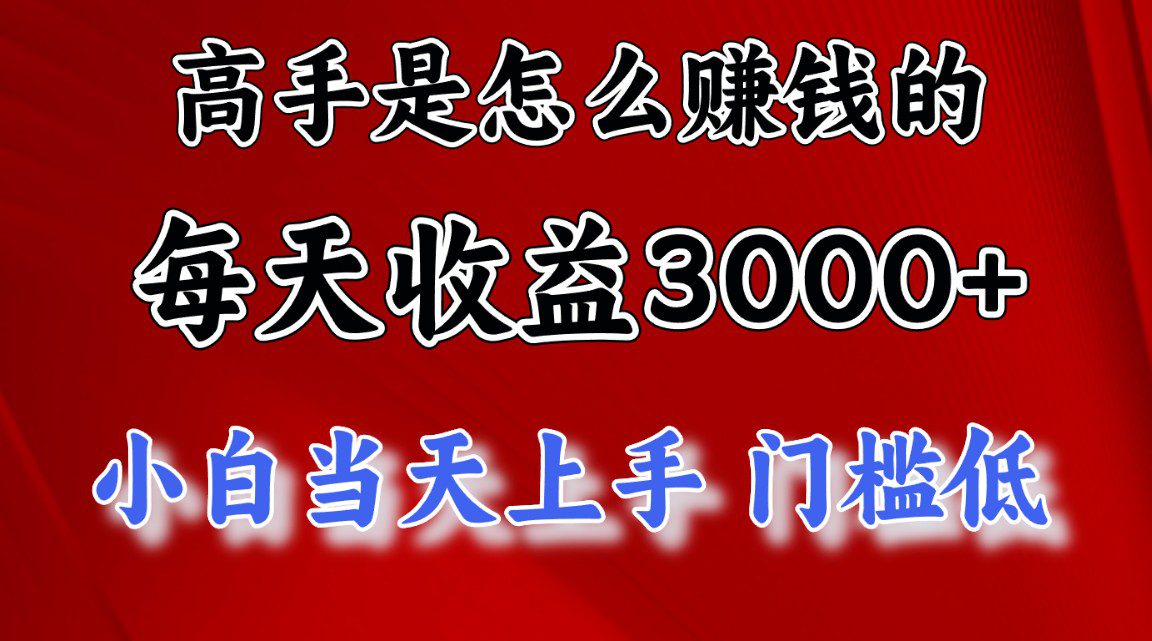 （10436期）高手是怎么赚钱的，一天收益3000+ 这是穷人逆风翻盘的一个项目，非常稳…-创业猫