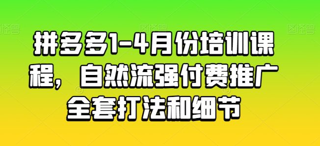 拼多多1-4月份培训课程，自然流强付费推广全套打法和细节-创业猫