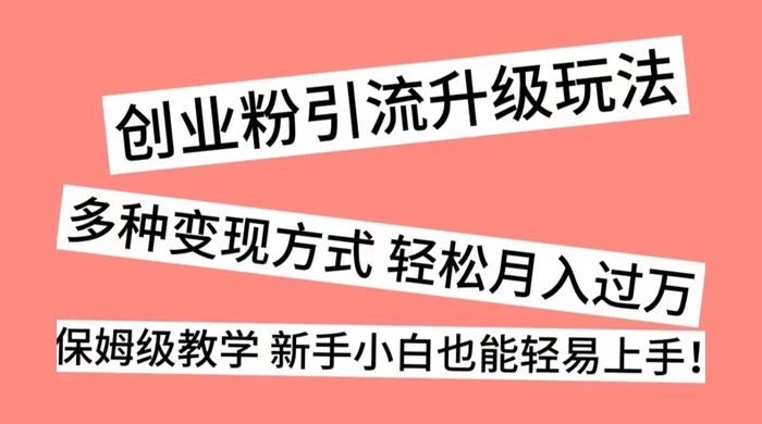 创业粉引流升级玩法，多种变现方式 轻松月入过万，保姆级教学 新手小白也能轻易上手！-创业猫