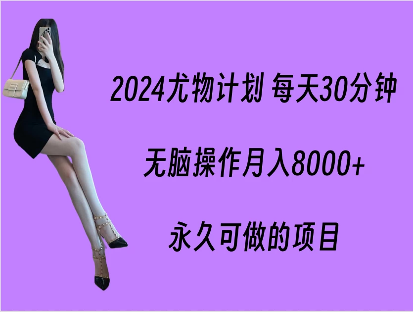 2024尤物计划 每天30分钟，无脑操作月入8000+，永久可做的项目-创业猫