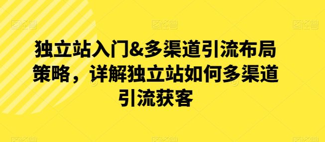 独立站入门&多渠道引流布局策略，详解独立站如何多渠道引流获客-创业猫