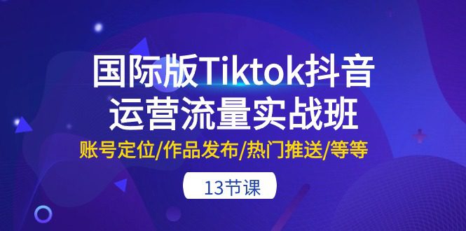 （10712期）国际版Tiktok抖音运营流量实战班：账号定位/作品发布/热门推送/等等-13节-创业猫