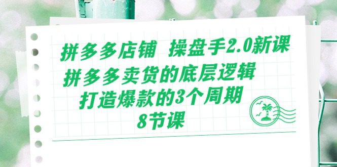 拼多多店铺操盘手2.0新课，拼多多卖货的底层逻辑，打造爆款的3个周期（8节）-创业猫