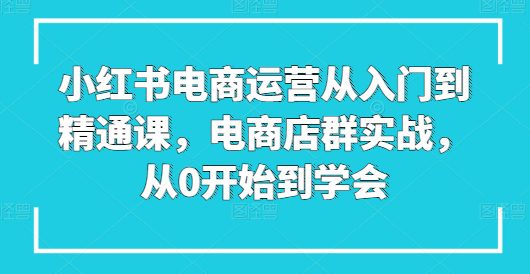 小红书电商运营从入门到精通课，电商店群实战，从0开始到学会-创业猫