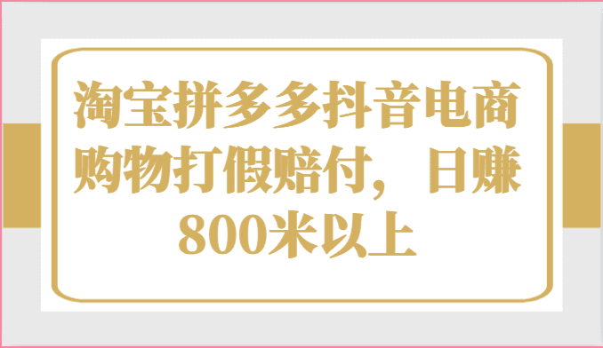 淘宝拼多多抖音电商购物打假赔付，日赚800米以上-创业猫