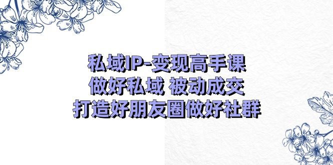 （11209期）私域IP-变现高手课：做好私域 被动成交，打造好朋友圈做好社群（18节）-创业猫