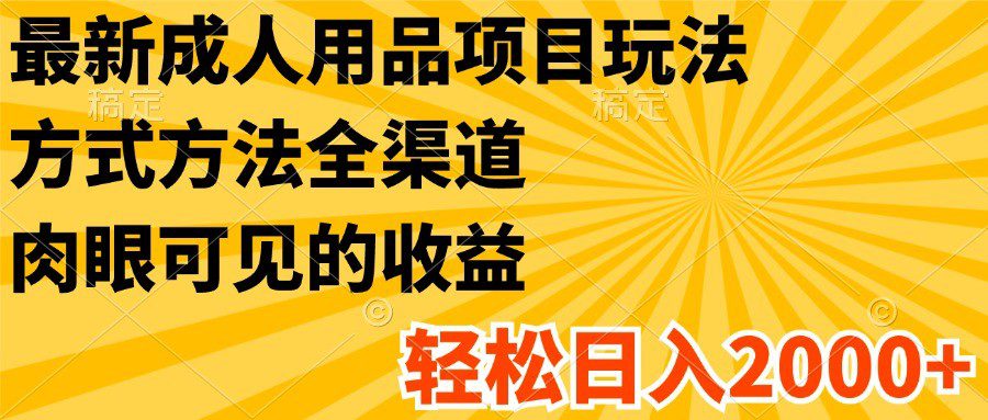 最新成人用品项目玩法，方式方法全渠道，肉眼可见的收益，轻松日入2000+-创业猫