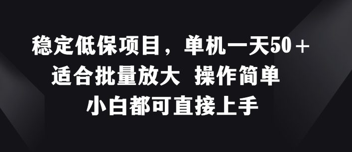 稳定低保项目，单机一天50+适合批量放大 操作简单 小白都可直接上手-创业猫