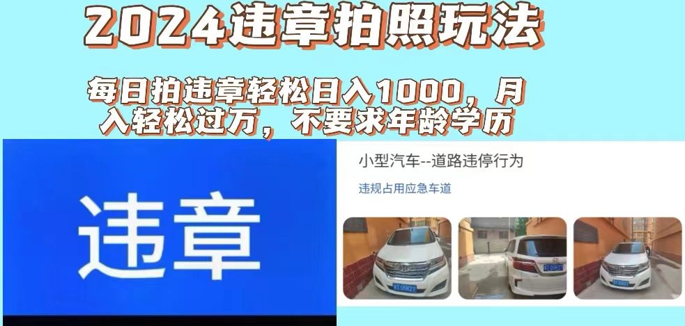 （11743期）2024违章拍照新玩法，推广躺赚+拍照赚钱双模式，日入1000+-创业猫