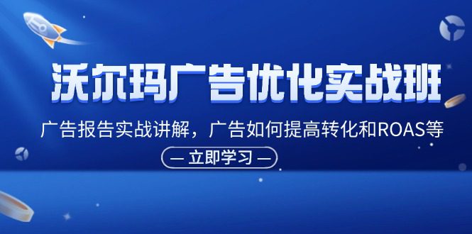 沃尔玛广告优化实战班，广告报告实战讲解，广告如何提高转化和ROAS等-创业猫