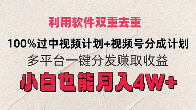 （11862期）利用软件双重去重，100%过中视频+视频号分成计划小白也可以月入4W+-创业猫