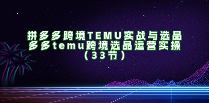 （11934期）拼多多跨境TEMU实战与选品，多多temu跨境选品运营实操（33节）-创业猫