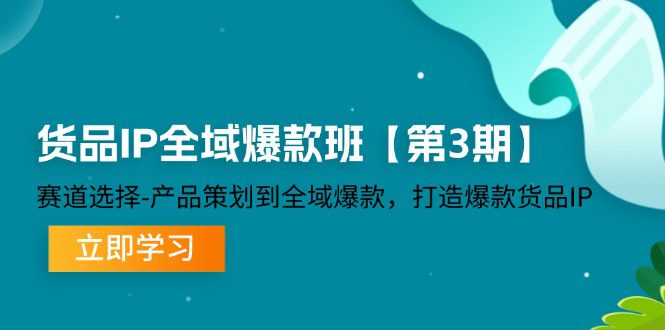 货品IP全域爆款班【第3期】赛道选择、产品策划到全域爆款，打造爆款货品IP-创业猫