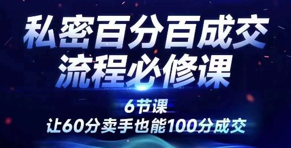 私密百分百成交流程线上训练营，绝对成交，让60分卖手也能100分成交-创业猫