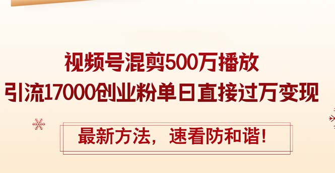 （12391期）精华帖视频号混剪500万播放引流17000创业粉，单日直接过万变现，最新方…-创业猫