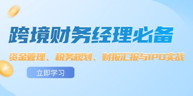 （12323期）跨境 财务经理必备：资金管理、税务规划、财报汇报与IPO实战-创业猫