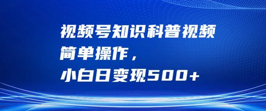 视频号知识科普视频，简单操作，小白日变现500+-创业猫