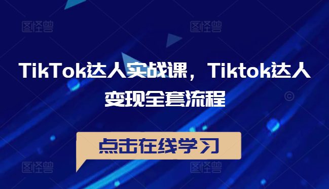 TikTok达人实战课，Tiktok达人变现全套流程-创业猫