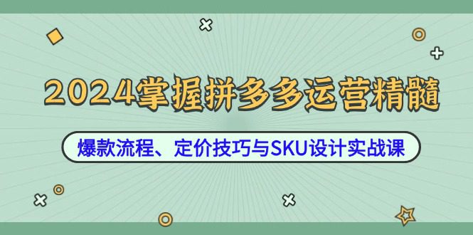 2024掌握拼多多运营精髓：爆款流程、定价技巧与SKU设计实战课-创业猫