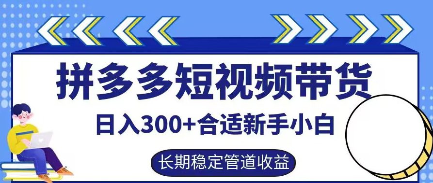 拼多多短视频带货日入300+有长期稳定被动收益，合适新手小白-创业猫