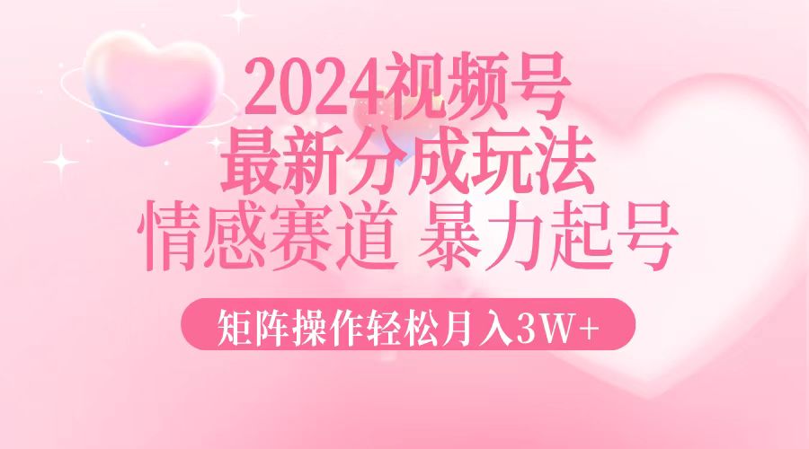 （12922期）2024最新视频号分成玩法，情感赛道，暴力起号，矩阵操作轻松月入3W+-创业猫