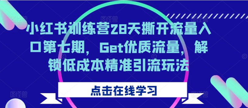 小红书训练营28天撕开流量入口第七期，Get优质流量，解锁低成本精准引流玩法-创业猫