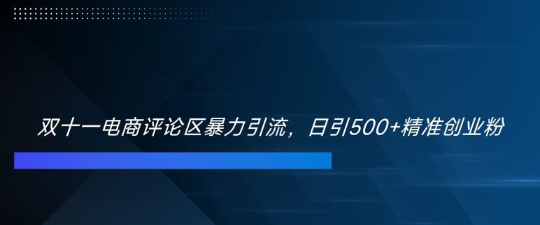 双十一电商评论区暴力引流，日引500+精准创业粉-创业猫