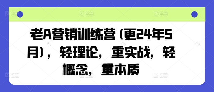 老A营销训练营(更24年10月)，轻理论，重实战，轻概念，重本质-创业猫