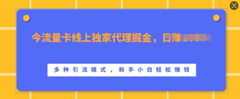 流量卡线上独家代理掘金，日入1k+ ，多种引流模式，新手小白轻松上手-创业猫