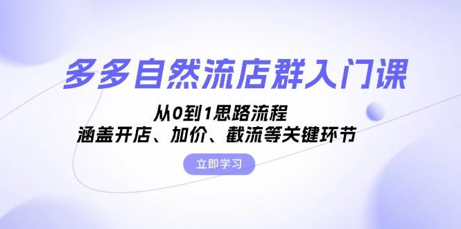 多多自然流店群入门课，从0到1思路流程，涵盖开店、加价、截流等关键环节-创业猫