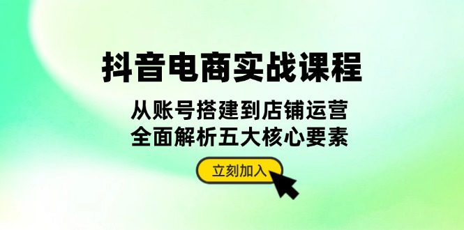 （13350期）抖音 电商实战课程：从账号搭建到店铺运营，全面解析五大核心要素-创业猫