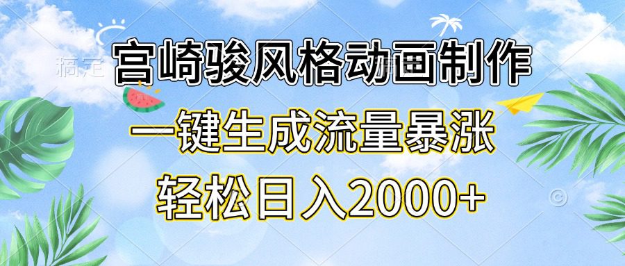 （13386期）宫崎骏风格动画制作，一键生成流量暴涨，轻松日入2000+-创业猫