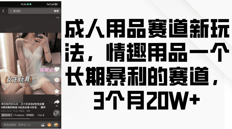 成人用品赛道新玩法，情趣用品一个长期暴利的赛道，3个月20W+-创业猫