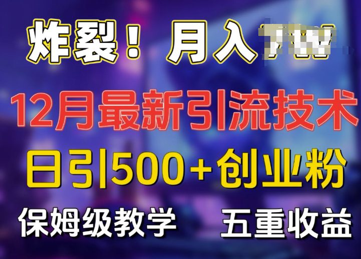 炸裂!揭秘12月最新日引流500+精准创业粉，多重收益保姆级教学-创业猫