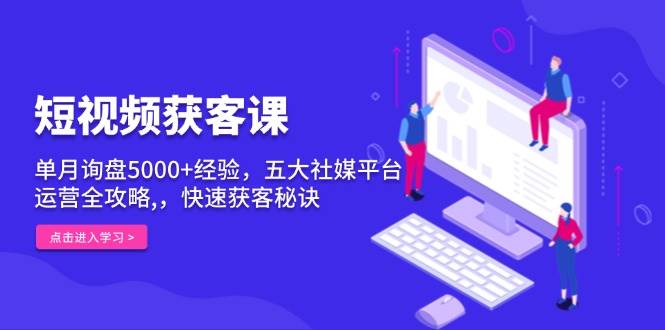 短视频获客课，单月询盘5000+经验，五大社媒平台运营全攻略,，快速获客秘诀-创业猫