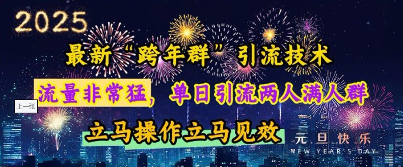 最新“跨年群”引流，流量非常猛，单日引流两人满人群，立马操作立马见效-创业猫