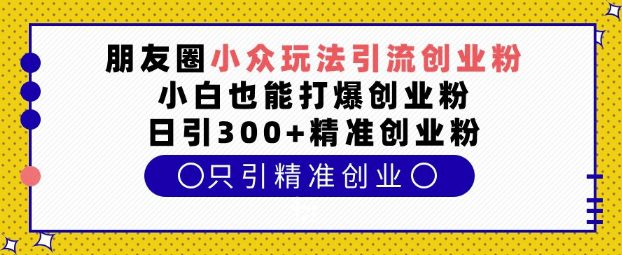 朋友圈小众玩法引流创业粉，小白也能打爆创业粉，日引300+精准创业粉-创业猫